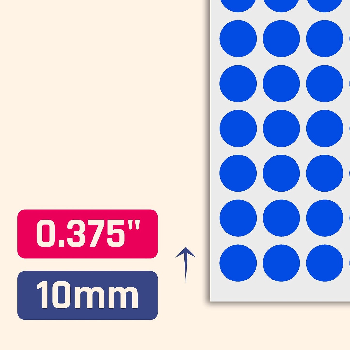3000 Pieces, Small Colored Dot Round Stickers Labels - 10 Colors, 0.375"