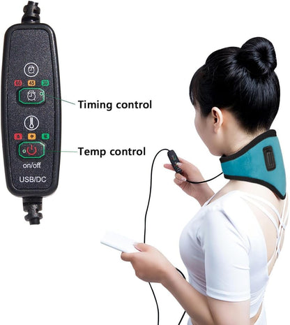 USB Neck Heating Pad Heated Neck Wrap for Pain Relief Electric Neck Warmer Collar Physical Therapy Heated Neck Brace 3 Adjustable Temp Auto Shut Off Portable Neck Heat Brace for Soreness Stiffness
