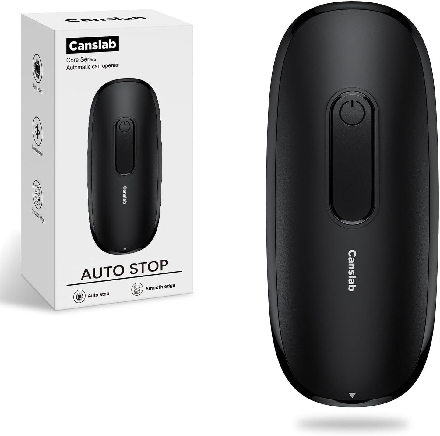 Canslab Core Electric Can Opener_One Touch Auto Stop, 4 AA Battery Powered | Handsfree Smooth Edge Can Openrer for kitchen, Easy for Seniors with Arthritis, Food Safe, for Small / Large Cans, Black