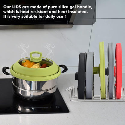 Microwave Splatter Cover Vented Glass Splatter Guard Lid with Collapsible Silicone for Food as Pot Cover Plate 10.8 inch for 6 7 8 9 10 inch Plate Bowl