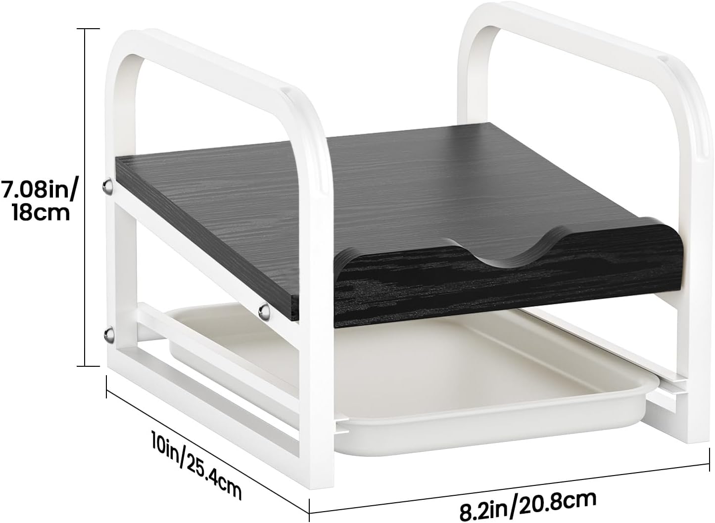 Laundry Detergent Holder Stand, Liquid Detergent Dispenser Shelf Organizer with Cleanable Drip Tray, Liquid Holder Stand Catcher for Laundry Room Organization and Storage (Flat-BlackWhite)