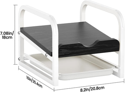 Laundry Detergent Holder Stand, Liquid Detergent Dispenser Shelf Organizer with Cleanable Drip Tray, Liquid Holder Stand Catcher for Laundry Room Organization and Storage (Flat-BlackWhite)