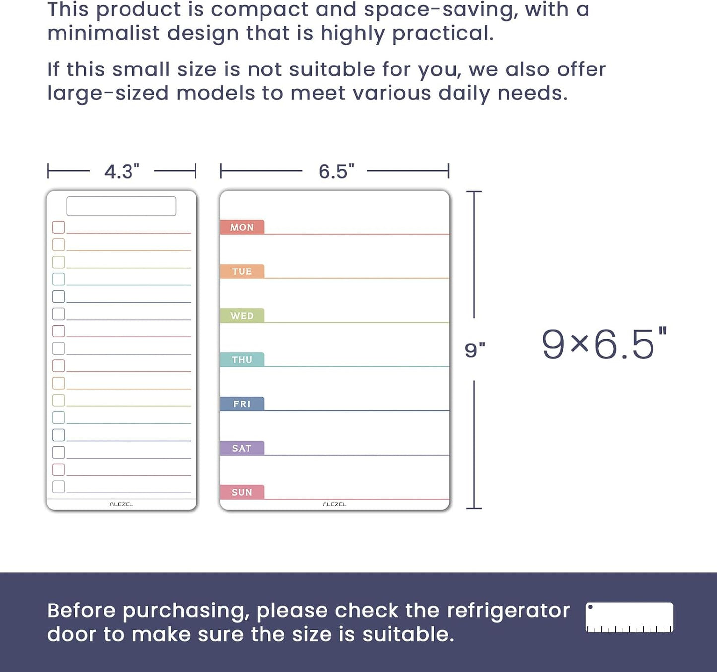 ALEZEL Weekly Calendar Whiteboard for Refrigerator, Magnetic Weekly Planner | Includes Weekly Dry Erase Board for Refrigerator & 2 Grocery/to Do List Whiteboards, 3 Markers + 1 Eraser