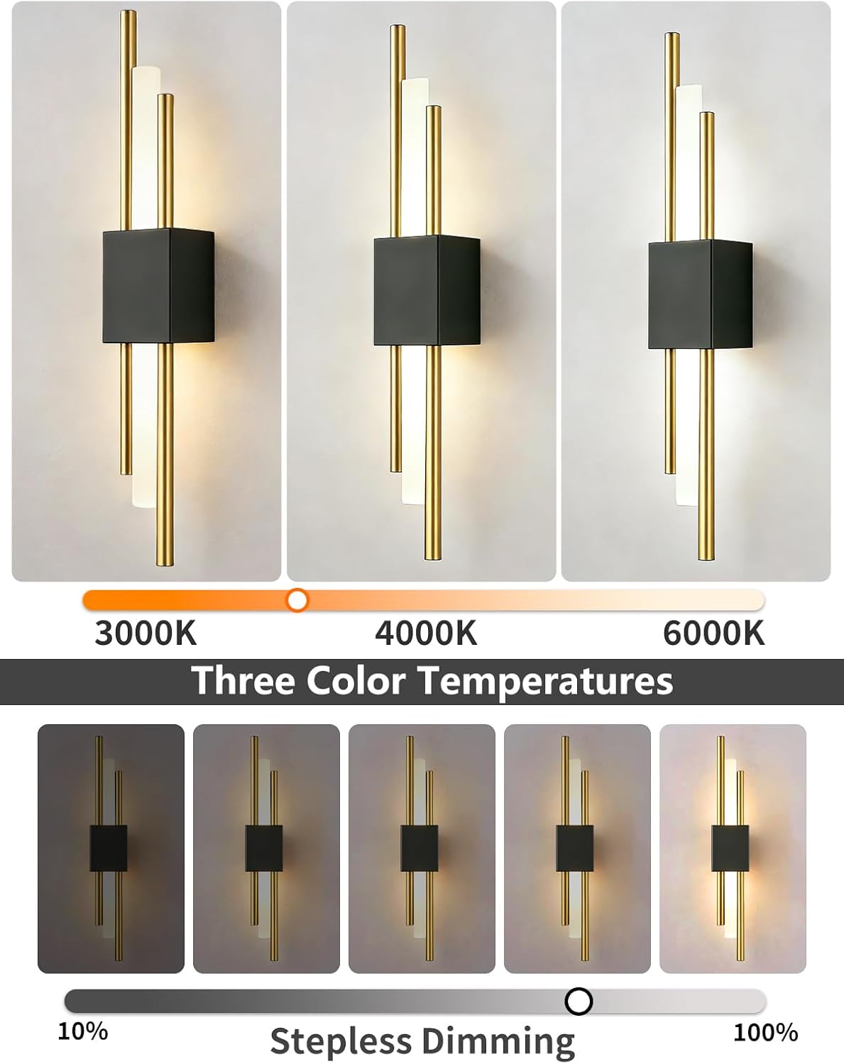 USB Rechargeable Wall Sconces Set of 2, Wireless Cordless Wall Lamp with Dimmable Timer, No Wiring Needed Mounted Wall Light, Modern Decor wall lights for Living Room, Bedroom, Study, Corridor