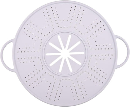 Spill Stopper Lid Silicone Boil Splatter Screen Pot Cover with Double Handles Anti Overflow Mat Heat Resistant for Cooking and Steam, Green