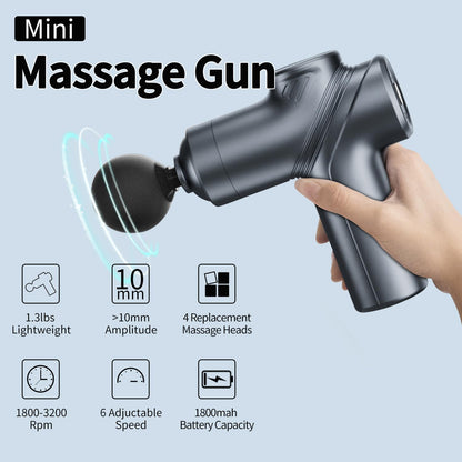 Massage Gun Deep Tissue, Silent Motor and Portable Massage Gun with 4 Interchangeable Heads for Deep Muscle Relief and Relaxation, Relax Gift