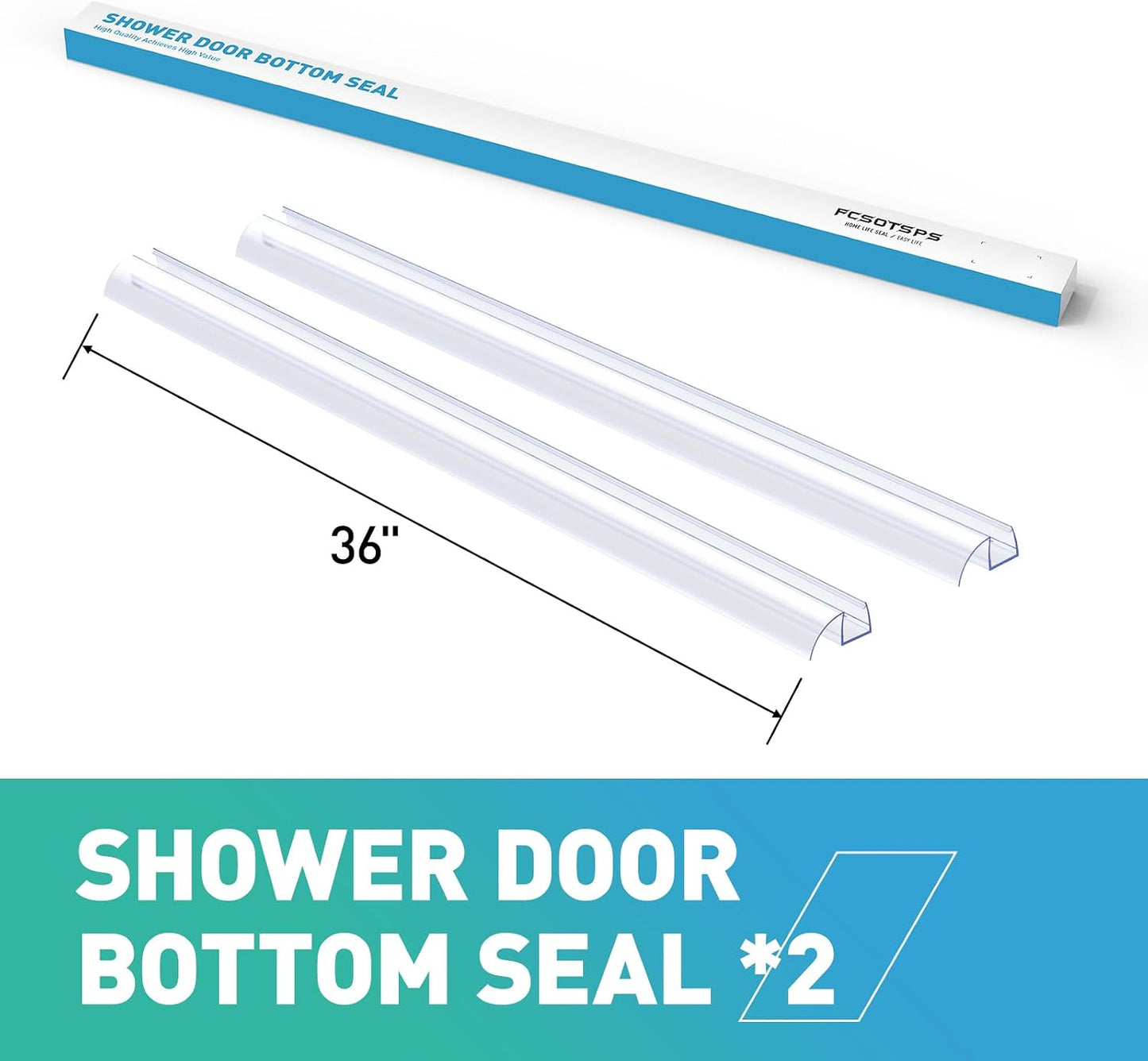 Sliding Shower Door Bottom Seal, 2 PCS 3/8" x 36" | Polycarbonate Door Sweep for 3/8 Inch Glass, Frameless Glass Shower Door Seal Strip Stop Leaks and Create a Water Barrier