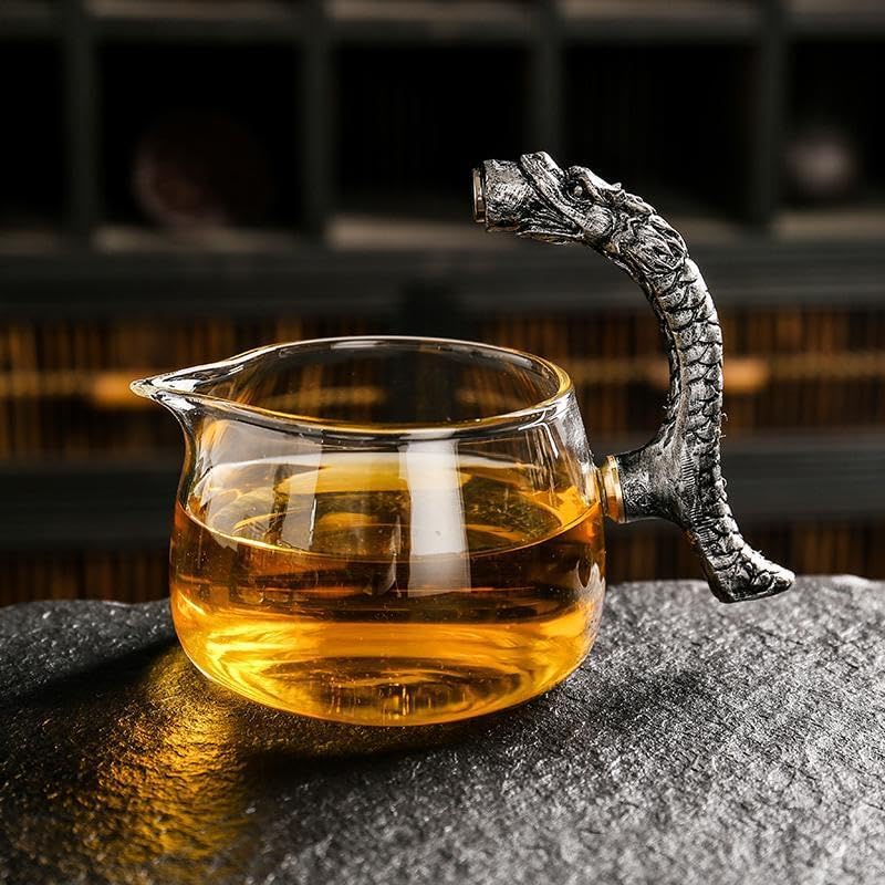Glass Teapot Set with Infuser Semi Automatic Dragon Tea Set (Blue golden teapot)