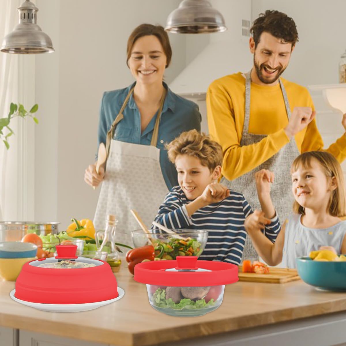 Microwave Splatter Cover Glass Splatter Guard Lid with Collapsible Silicone for Food Pot Cover Plate Cover 10.8 inch Black