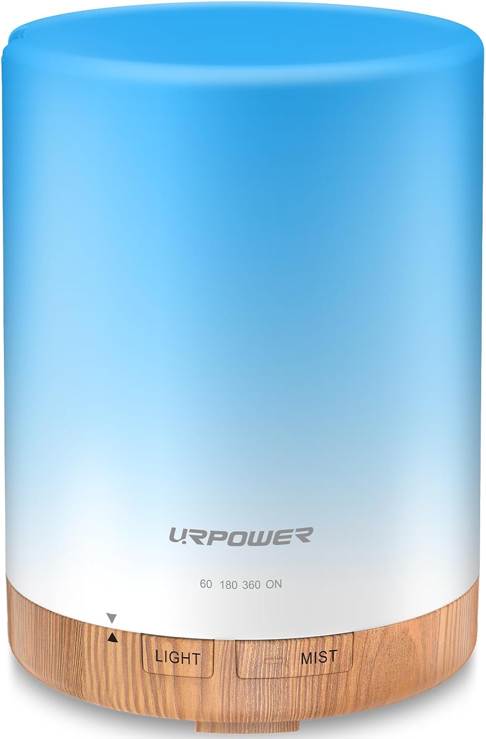 URPOWER 300ml Essential Oil Diffuser: Ultrasonic Aromatherapy Diffuser Quiet Auto Shut-Off, 4 Timer Settings(1H 3H 6H ON) & 7-Color Night Light Humidifier for Yoga Bedroom Living Room Office