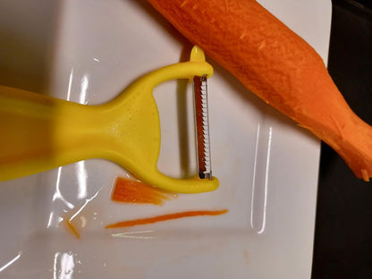 Rocky Mountain Goods Julienne Peeler Vegetable Slicer - Fine Grater for Salads and Stir Fry, Stainless Steel, Safety Cover, Dishwasher Safe - For Carrots, Zuchini Noodles, Cucumbers, Potatoes, Peppers