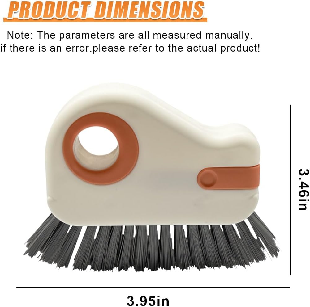 YoRise 2 in 1 Car Groove Cleaning Brush, Multifunctional Hard Bristle Car Window Track Cleaner Tool with Hidden Scraper, Universal Auto Door Crevice Cleaning Accessories for Window Sill(Orange-1PCS)