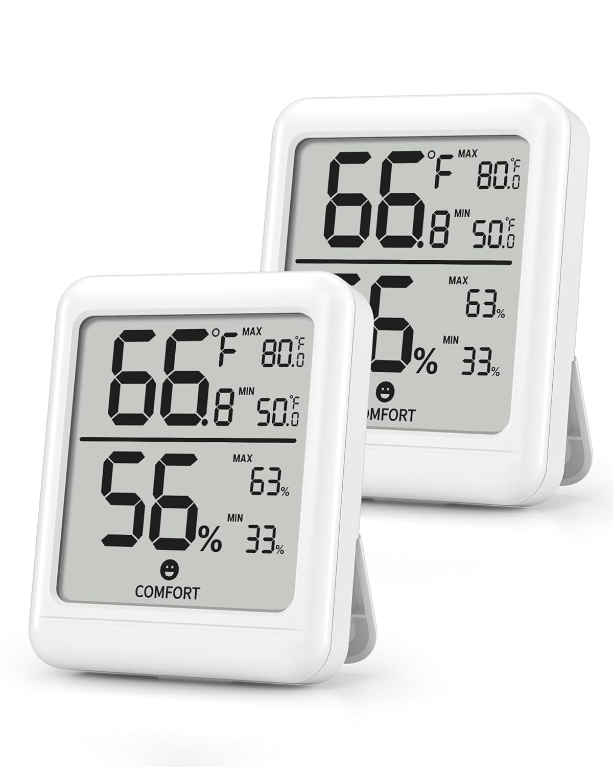 BN-LINK Digital Hygrometer Indoor Room Thermometer with LCD, 2 Pack | Accurate Temperature and Humidity Meter with Large LCD Monitor for Home, Bedroom, Terrarium, Incubator, Greenhouse