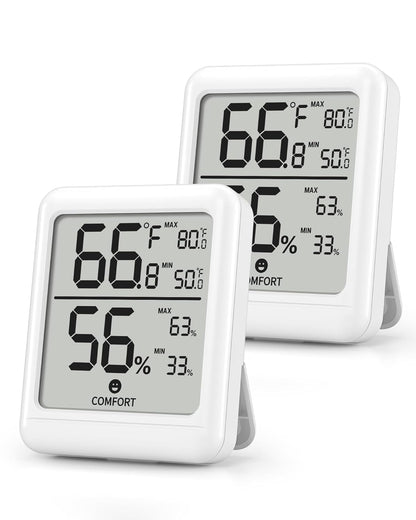 BN-LINK Digital Hygrometer Indoor Room Thermometer with LCD, 2 Pack | Accurate Temperature and Humidity Meter with Large LCD Monitor for Home, Bedroom, Terrarium, Incubator, Greenhouse