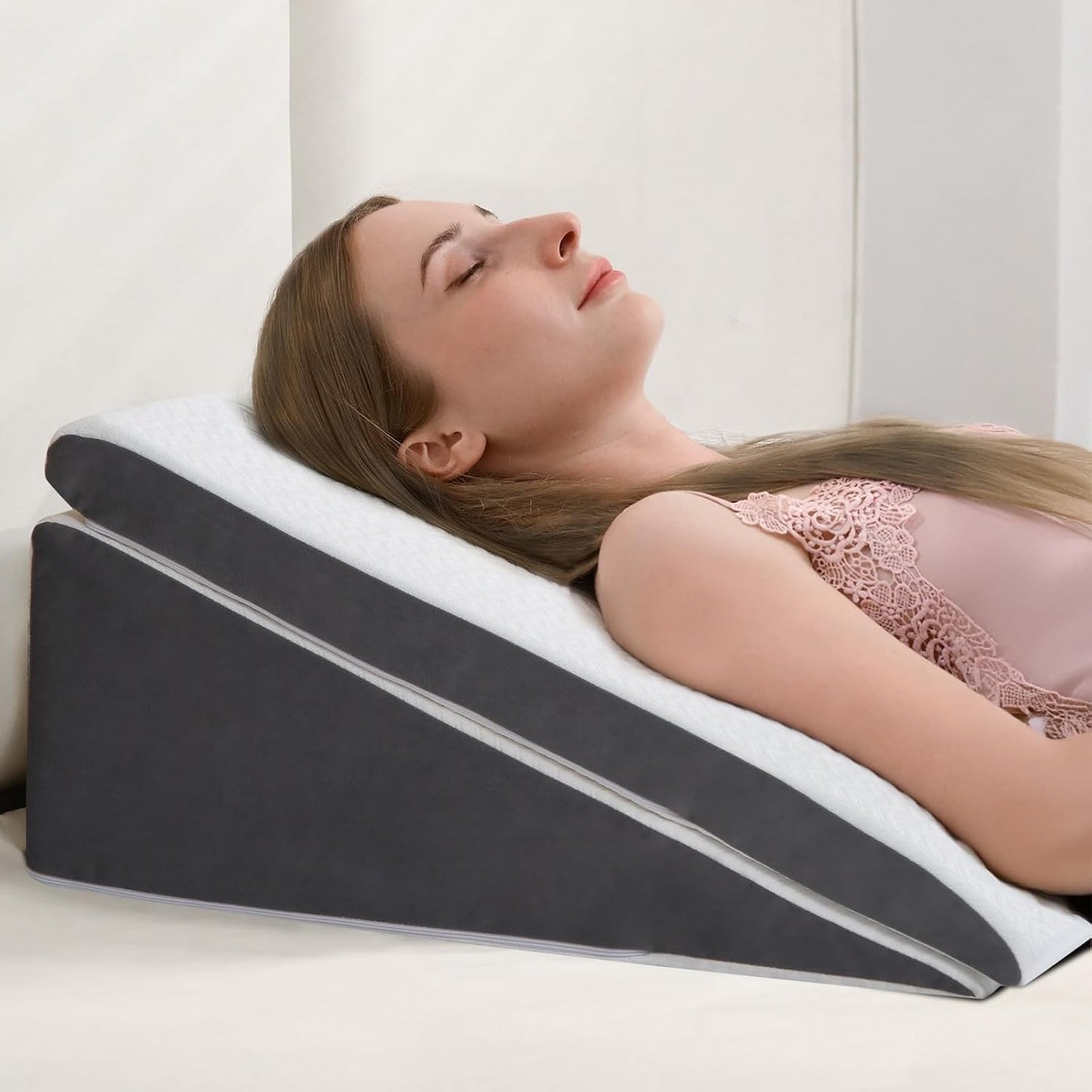 Vekkia Wedge Pillow for Sleep Apnea&Back Pain,Memory Foam Pillow Wedge,2PCS | 7.5'' Adjustable Triangle Pillow for Acid Reflux, GERD, Snoring, Surgery Recovery, Leg Elevation, 2 Heights&Softness Options