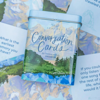1Canoe2 Conversations Card Game, 50 Cards & Tin (Reading) | 50 Conversation Starter Cards, Decorative Storage Tin, Book Lovers Gift