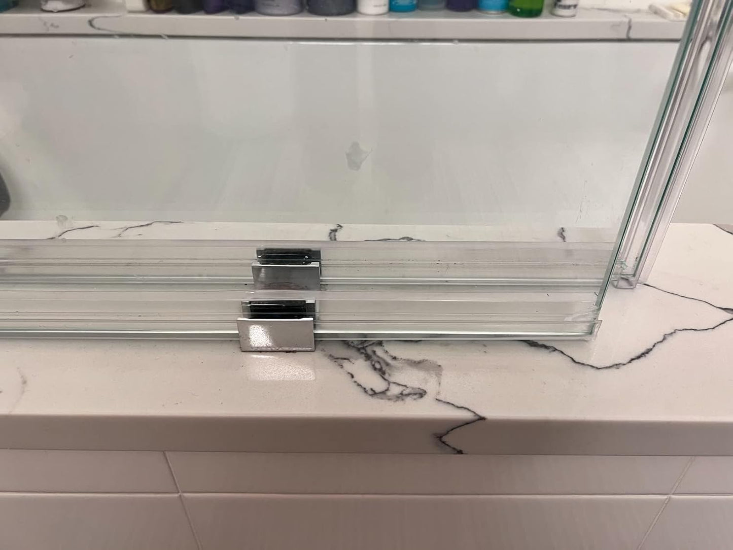 Bathroom Shower Glass Door Bottom Seal Strip, 2PCS 36 Inch Long Clear PVC Seal Strips for 5/16"(8mm) - 3/8"(10mm) Thick Framless Glass Door Panel