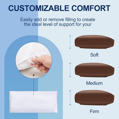 Recliner Pillow, Adjustable Neck & Head Support Pillow | Faux Leather, Weighted Non-Slip Flap, Adjustable Filling, Pain Relief & Relaxation, for Recliners, Sofas, Office Chairs