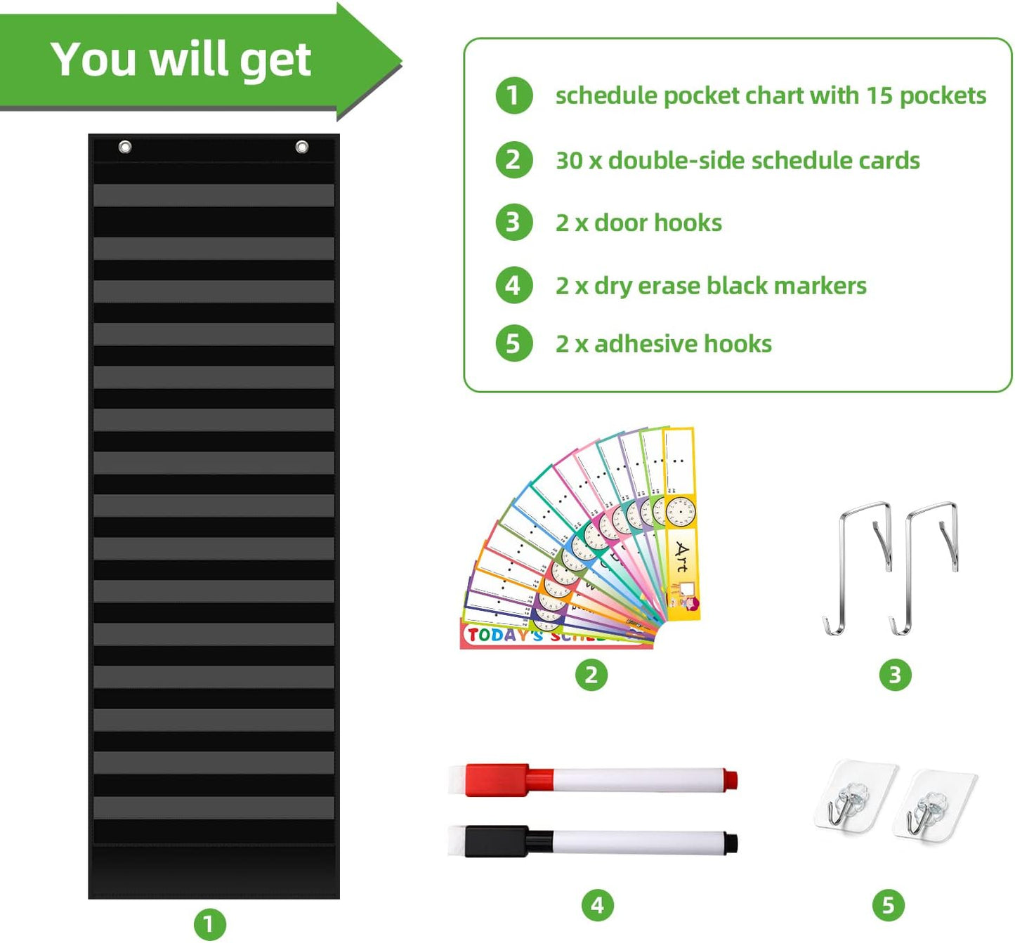 REGELETO X-Large Visual Schedule Chart for Students Chore with 92 Pieces Behavior Cards, Visual Behavioral Routine Chart for Students, Daily Schedule Board Learning Planners for Home School (X-Large)