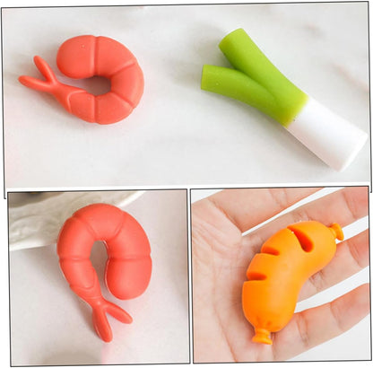 Garneck 3pcs Silicone Lid Lifter and Overflow Preventer Unique Kitchen Pot Edge Clip Multi-function Spill Stopper for Pots Sausage Shrimp and Onion Shapes Practical Cooking Tool