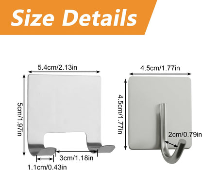 MOROBOR 4 Pcs Shower Squeegee Adhesive Hook, All-Purpose Scraper Holders Towel Hooks Stainless Steel Waterproof Storage Hook Bath Accessories for Kitchen & Bathroom（Black）