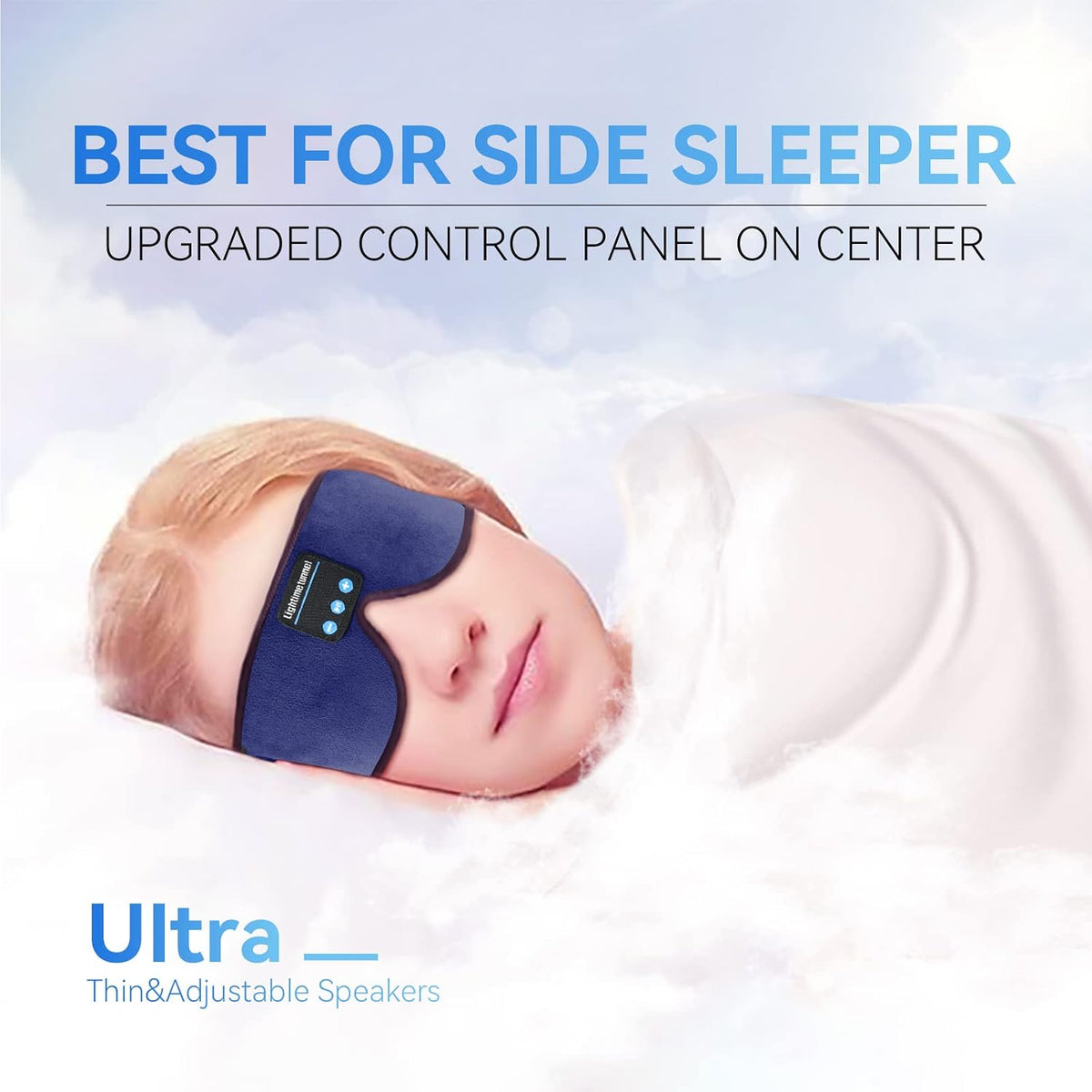 Sleep Headphones, Bluetooth 5.0 Wireless 3D Eye Mask, Lightimetunnel Washable Sleeping Headphones for Side Sleepers With Adjustable Ultra Thin Stereo Speakers Microphone Hands Free for Insomnia Travel