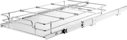 VEVOR 18.5"Wx21"Dx3.5"H Pull Out Cabinet Organizer, Heavy Duty Slide Out Pantry Shelves, Chrome-Plated Steel Roll Out Drawer, Drawer Storage for Home Under Sink, 20"Wx22"Dx7"H Install Size for Cabinet