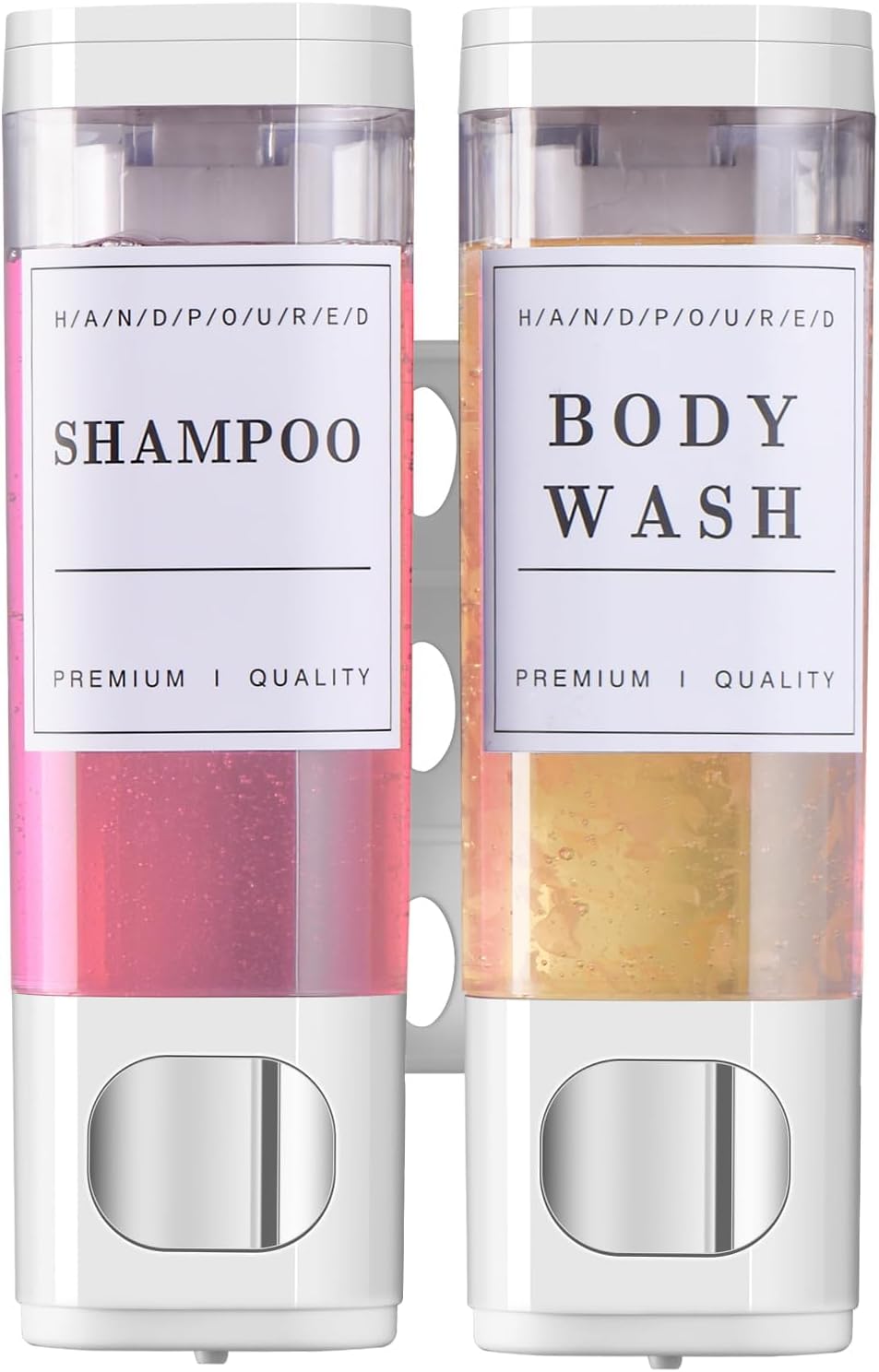 Shampoo and Conditioner Dispenser, Shower Soap Dispenser Wall Mounted, Shampoo Dispenser for Shower Wall No Drill, Bathroom Body Wash Dispenser 3 * 350ml Silver 3 Chamber