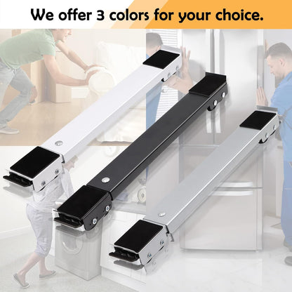 Extendable Furniture Appliances Rollers, Mover Tools for Moving, Black | 24 Roller & Brake Equipment for Heavy Washing Machine Refrigerator for Mobile Wheels Strong Base Stand Hold Up to 660 lb