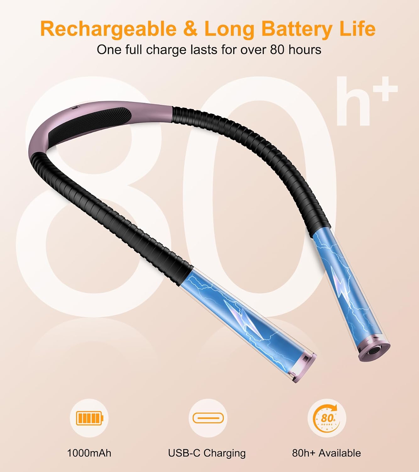 Gritin Book Light, Eye Caring 4-Color&5-Brightness Neck Light Reading Light | Stepless Dimming, 30-min Timer, 80+ Hrs Runtime, Bendable Round Neck Design, Lightweight for Reading, Knitting, Repairing