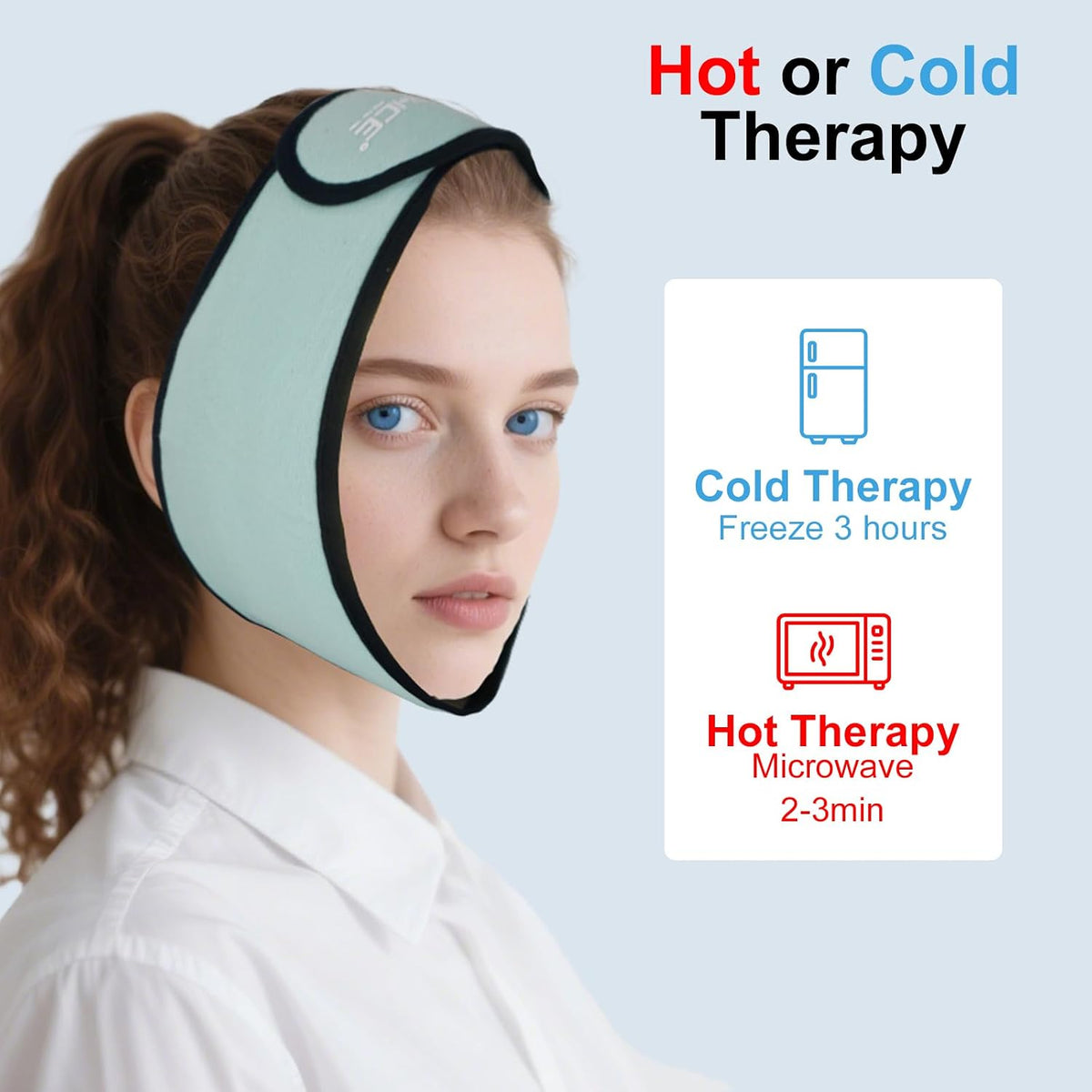 Wisdom Teeth Ice Pack Head Wrap for TMJ Pain Relief, Oral Surgery Recovery, Face & Jaw - Reusable Hot & Cold Therapy with 4 Gel Packs for Dental Implant, Tooth Extraction, Swelling（Pea Green）