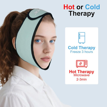 Wisdom Teeth Ice Pack Head Wrap for TMJ Pain Relief, Oral Surgery Recovery, Face & Jaw - Reusable Hot & Cold Therapy with 4 Gel Packs for Dental Implant, Tooth Extraction, Swelling（Pea Green）
