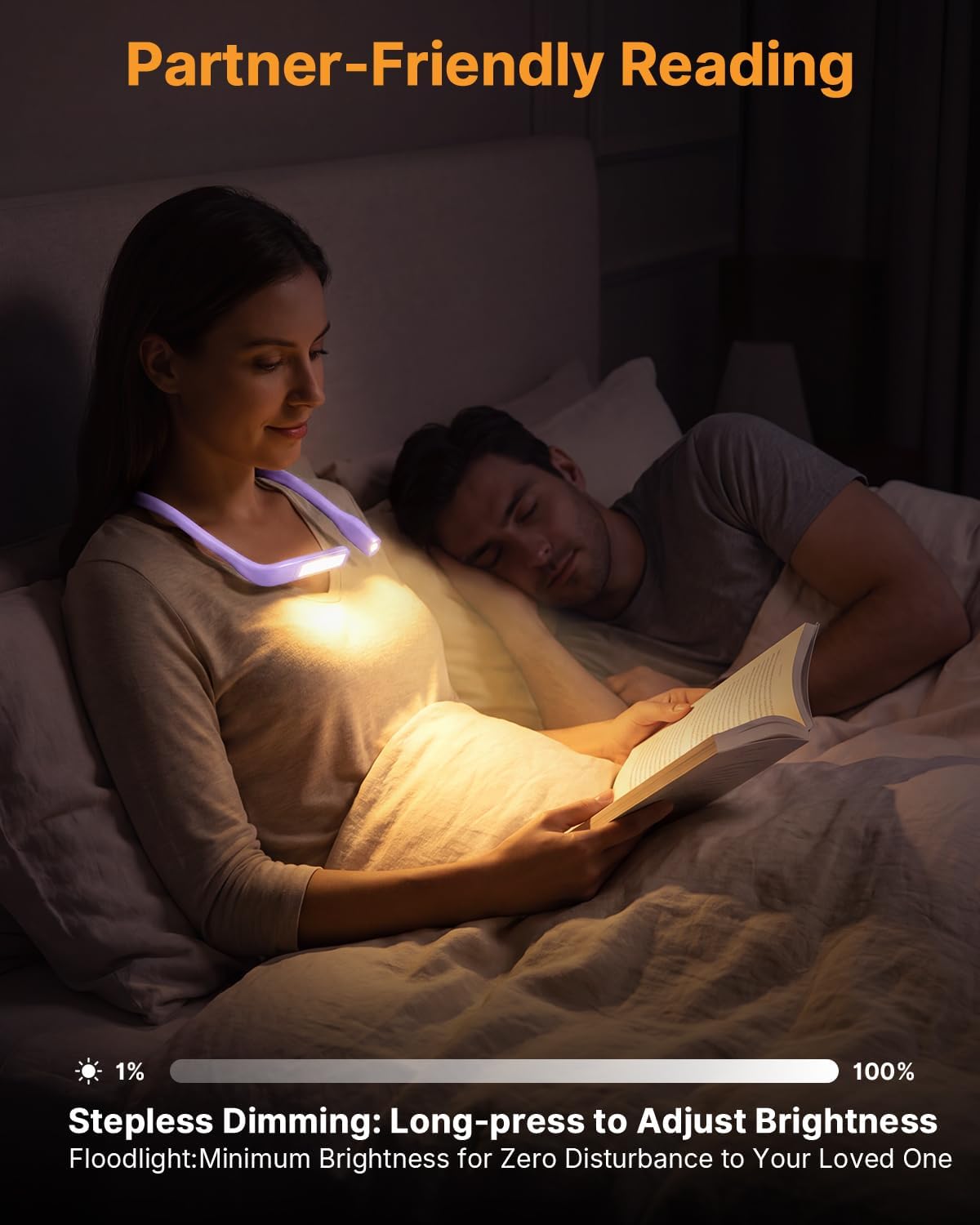 Neck Book Light, Rechargeable Reading Light, 3 Colors Dimmable | Back to School Supplies College Dorm Essentials Bed Lamp, Hands-Free, Dual Lamps, 80H Lasting Neck Light, Gifts for Gilrs