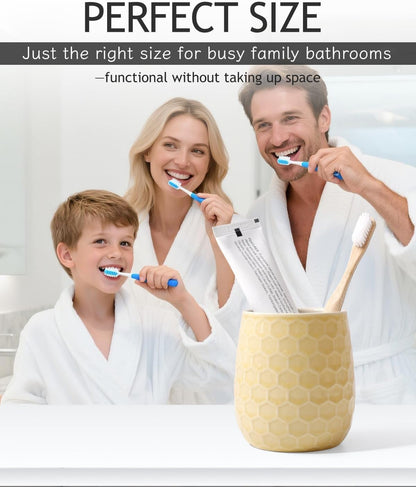 Toothbrush Holder, Tooth Brush Holder for Bathroom - Ceramic Toothbrush Cup White Toothbrush Holders Countertop, Makeup Brush Holder Pen Holder, 3.62" x 3.62" x 3.93", ANTIS'S HOME