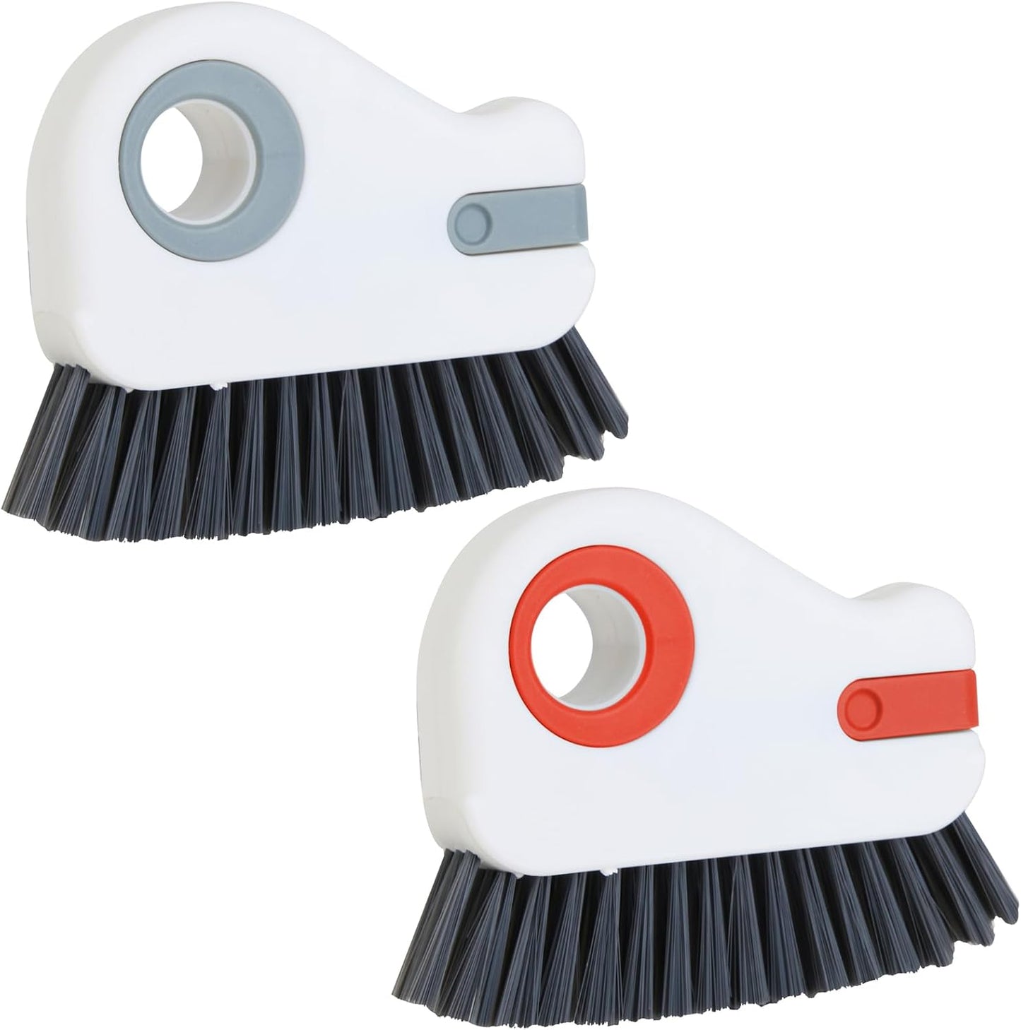 2 in 1 Groove Cleaning Brush, Grout Cleaner Tool & Multifunction Window Track Cleaner (with Hidden Scraper or Mini Dustpan) – for Glass Door Tracks, Window Sills, Sliding Doors (Orange)