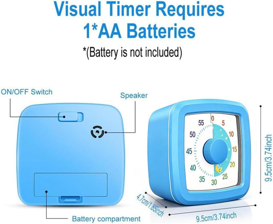Visual Timer for Kids & Adults, 60 Minute Rainbow Countdown Timer, Time Management Tool for Classroom, Home, Kitchen, Office, School