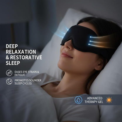 3D Sleep Mask for Side Sleepers, Cooling Gel Eye Mask for Sleeping, Zero Pressure Blackout Night Blindfold, Adjustable Strap for Men Women Travel
