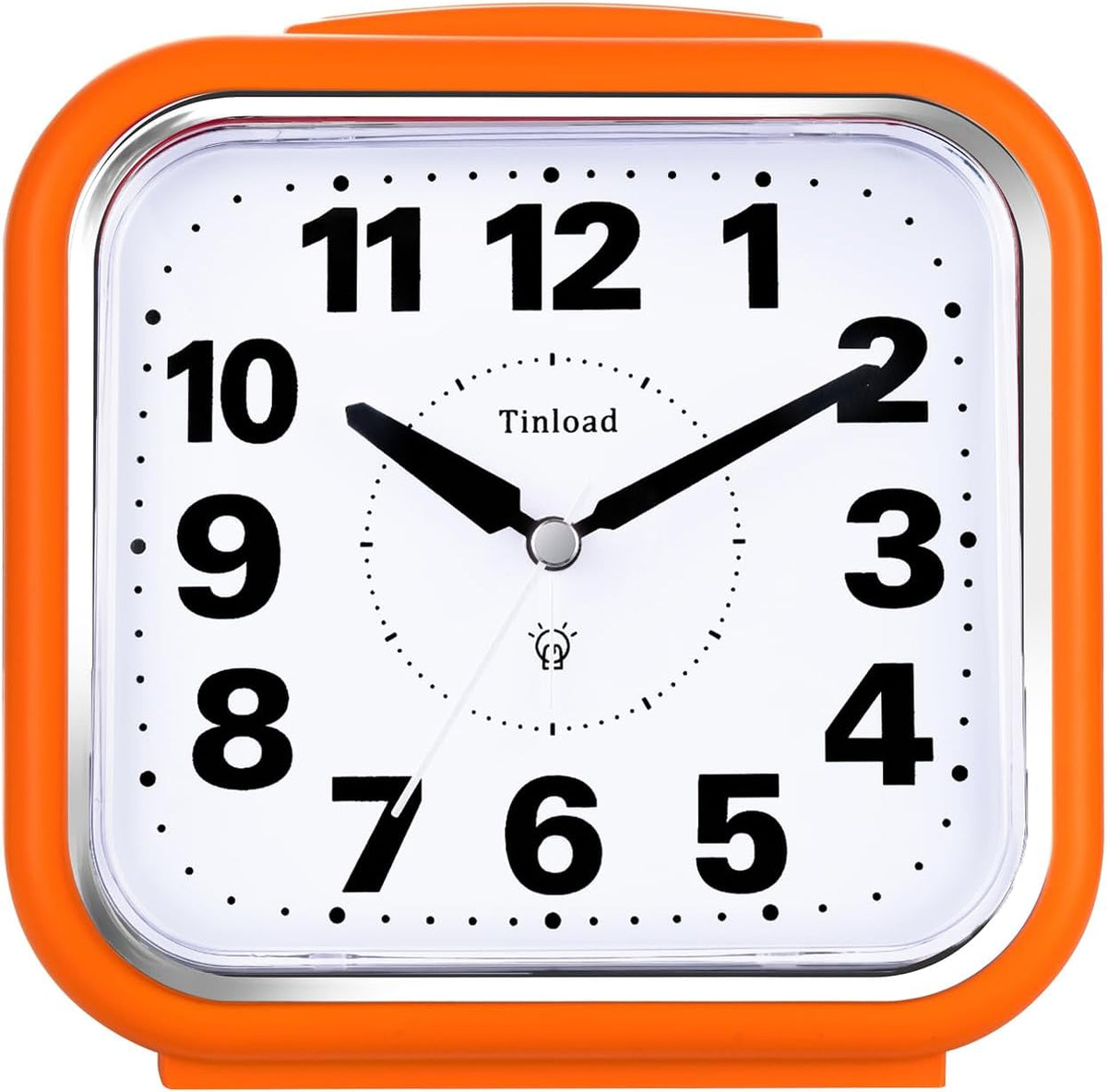 Tinload 5.5" Large No Ticking Analog Alarm Clock,Silent Readable for Seniors,Easy to Set,Gradual Rise Alarm,Big Numbers,Gentle Wake,Snooze, Lighted on Demand,Battery Operated,Black