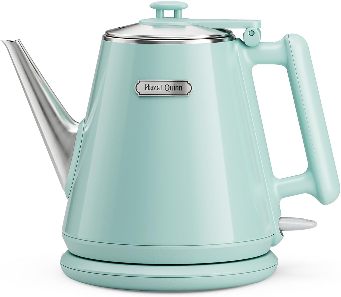 Hazel Quinn Electric Kettle, 1L/34oz Small Tea Kettle - Pearl White | 800W Fast Boil, 304 Stainless Steel Interior, Double-Wall Cool Touch, Gooseneck Spout, Auto Shut-Off, BPA-Free Cordless Home