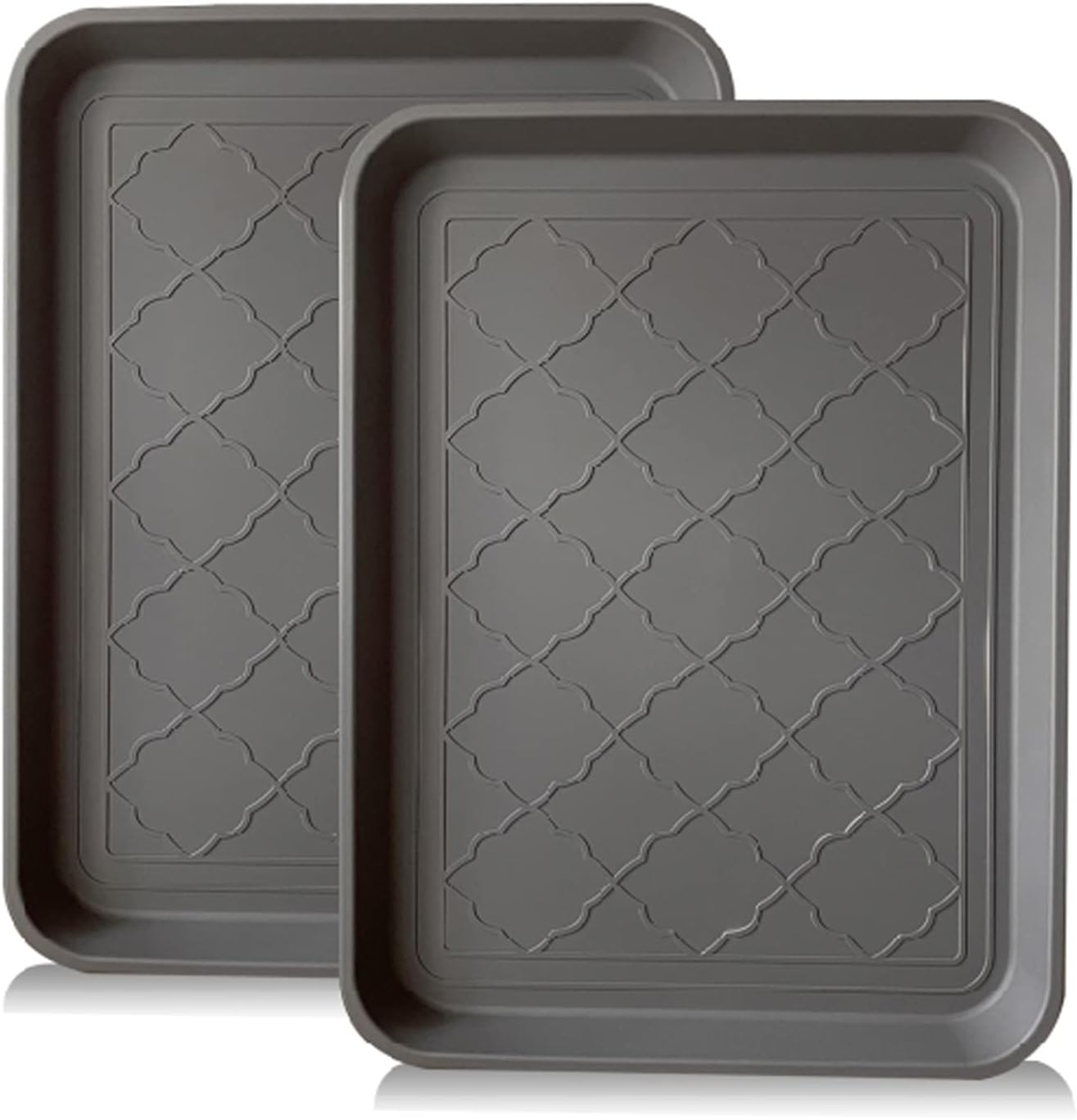 PetLike Boot Tray for Entryway Indoor, Pet Food Mat, 23 x 15.5 inch 2 Packs, Waterproof Rubber Shoe Tray for Indoor and Outdoor, Multi-Purpose Trays for Boots, Shoes, Pets, Garden
