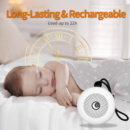 Sleepbox Sleep Sound Machine Portable Noise Machine with 30 Soothing Sounds 4 Timer Memory Function Rechargeable Battery 32 Volume Levels for Sleeping Traveling Relaxing for Baby Kids Adults (White)
