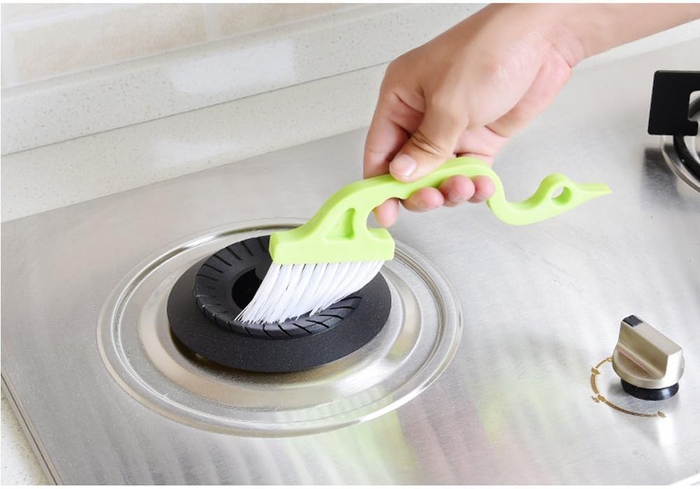 2pcs Hand-held Groove Gap Cleaning Tools Door Window Track Kitchen Cleaning Brushes (Sky Blue)