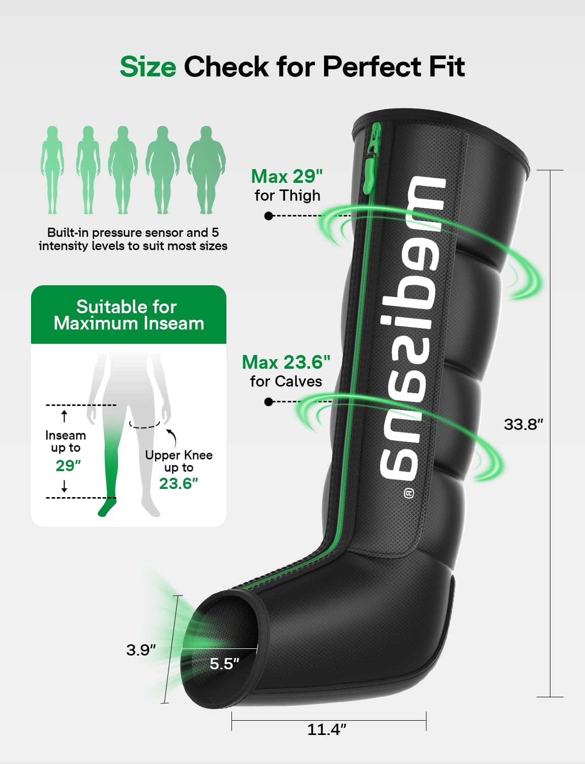 Medisana Leg Compression Massager with Heat, Leg Massager for Circulation and Pain Relief, Compression Boots with 5 Modes & 3 Heat Levels for Edema Relief, Gifts for Mom, Dad, Him, Her