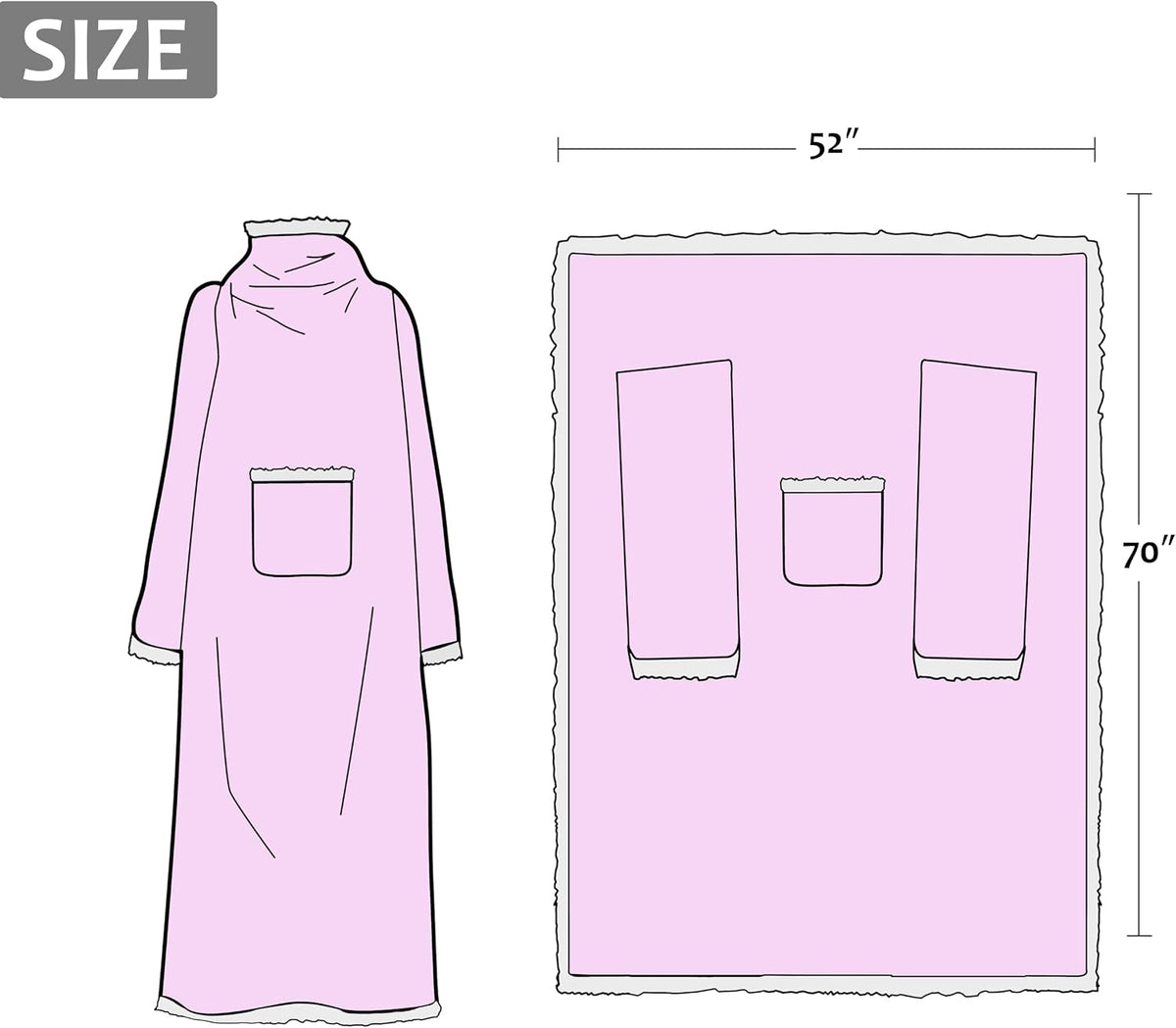 Catalonia Sherpa Wearable Blanket with Sleeves and Pocket for Adults