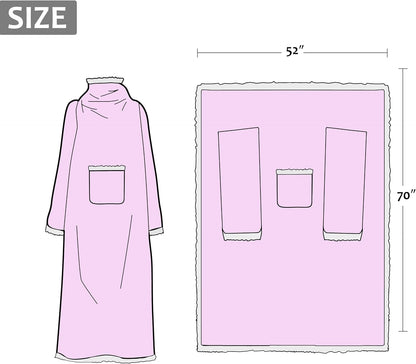 Catalonia Sherpa Wearable Blanket with Sleeves and Pocket for Adults