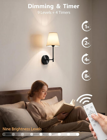 GBEAST Wall Sconces Set of Two, Rechargeable Wall Lights with Magnetic Bulb and Remote, Dimmable Wall Lamps with RGB & Timer, Cordless Sconce for Bedroom Living Room Fireplace Hallway Decor