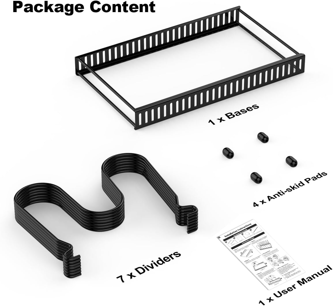 Housolution Pot and Pan Lid Organizer Holder Storage Rack, Black | 12"-23" Expandable, 14 Adjustable Dividers, Sturdy Metal Construction, Easy Assembly
