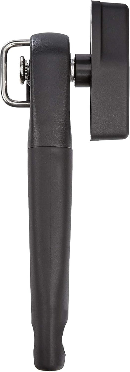 Amazon Basics Manual Can Opener, Easy to Use, Hand Held with Soft Grip Single Handle, Clean Cutting, Large, Black