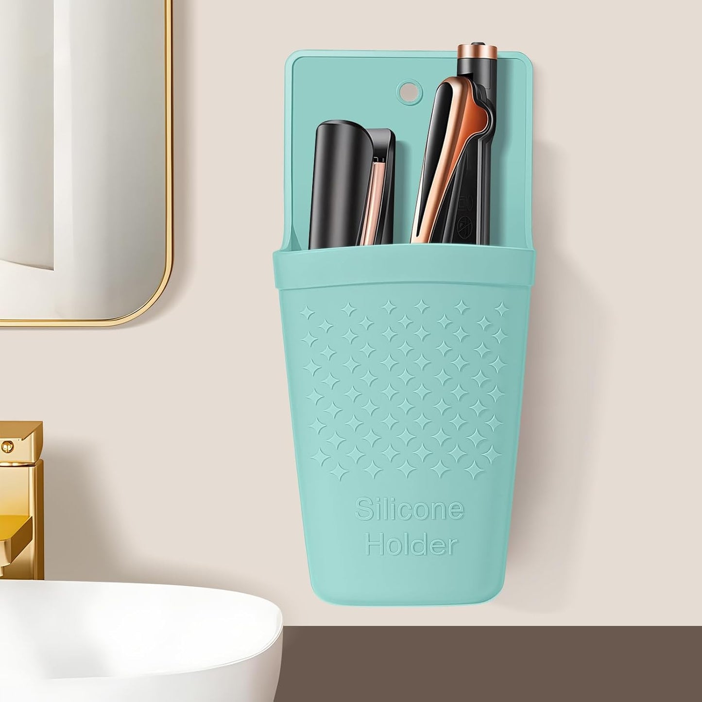 ZAKRA Curling Iron Holder,Heat Resistant Silicone Holder for Flat Iron,Hair Straightener,Hot Hair Tools,Vanity Accessories Organizer.(Grey)