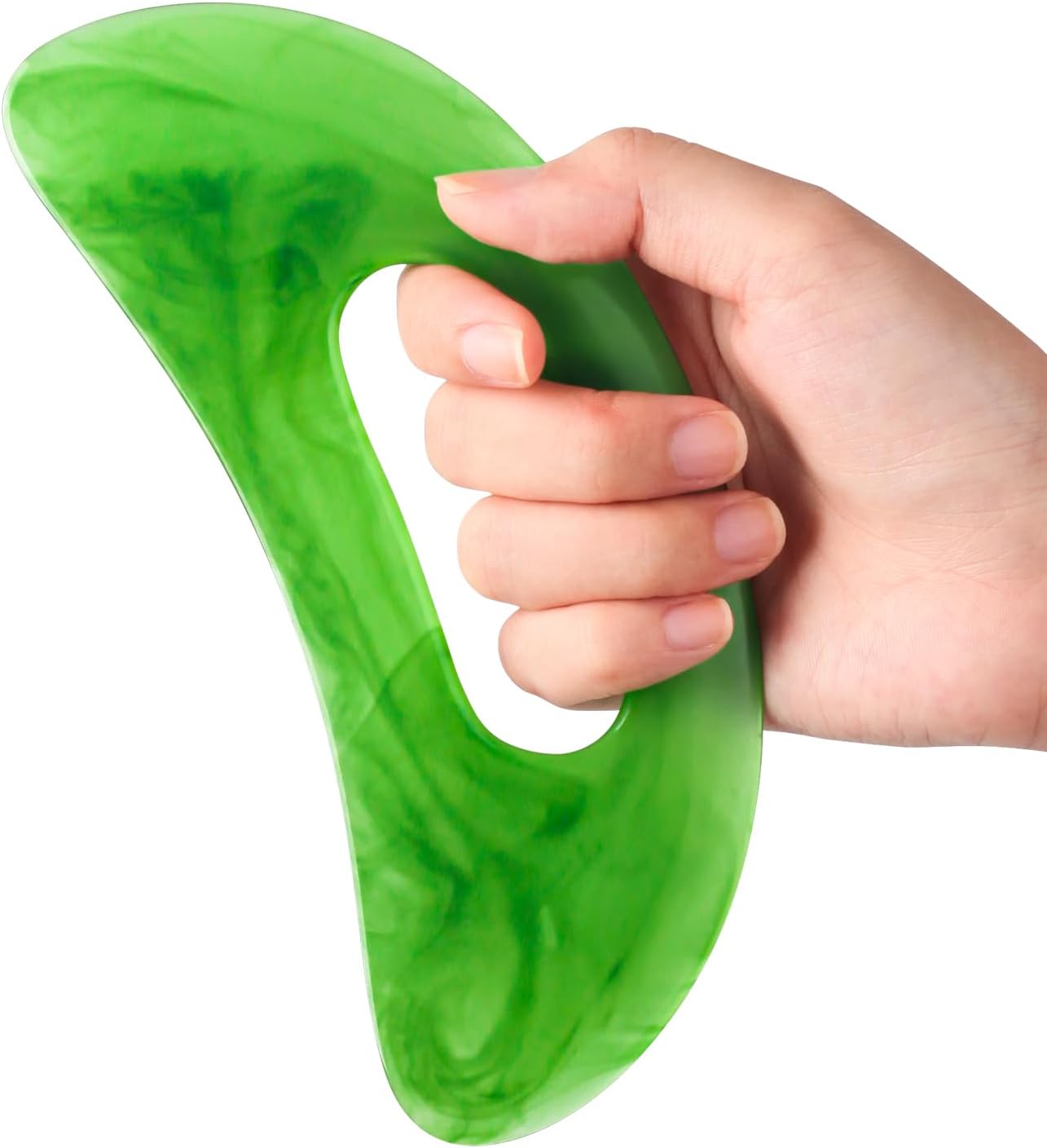 Scienlodic Gua Sha Massage Tool with Handle (Resin) Larger Guasha Scraping Tool for Back Neck Face Leg Massage, Lymphatic Drainage, Cellulite Remove - Large